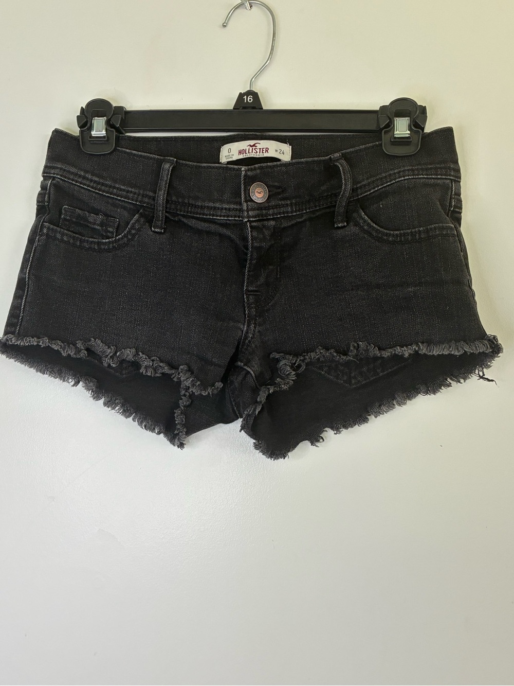 Hollister Black Frayed Hem Low-Rise Denim Shorts